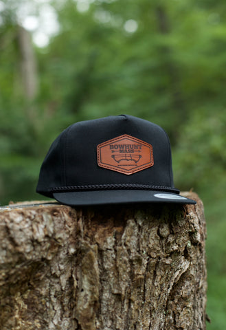 Rope Hat Black Leather Patch